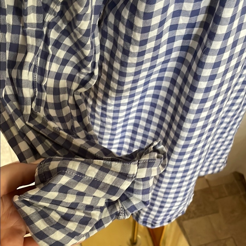 Madewell Blue Checkered Marketplace Popover Buttondown Shirt Medium Cotton - Picture 8 of 9